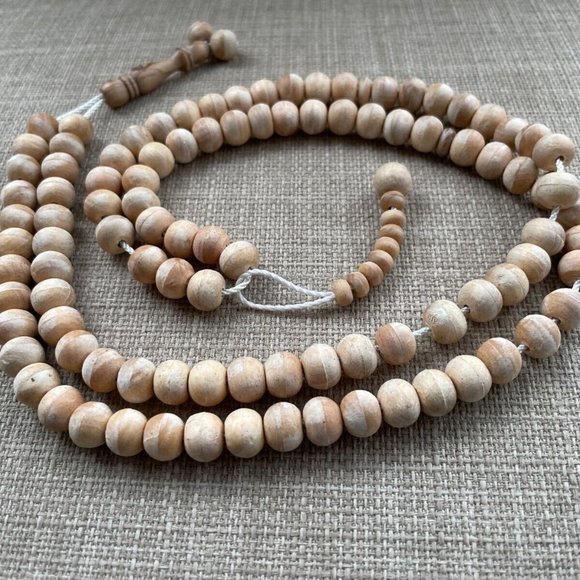 Handmade Tasbeeh Real Wood Beads Religious Beads Islamic Prayer Beads Tan - Picture 7 of 9